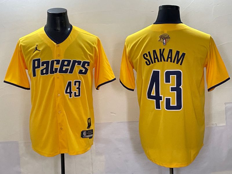 Men 2025 Indiana Pacers 43 Siakam Yellow Joint Name NBA Jersey style 23